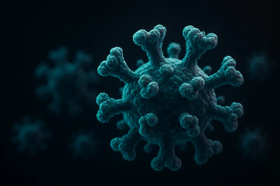 Illustration of a SARS-CoV-2 virus particle